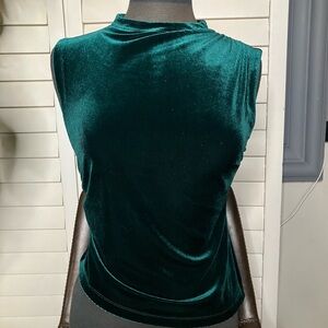 Dear John Velvet Sleeveless Top - Deep Green